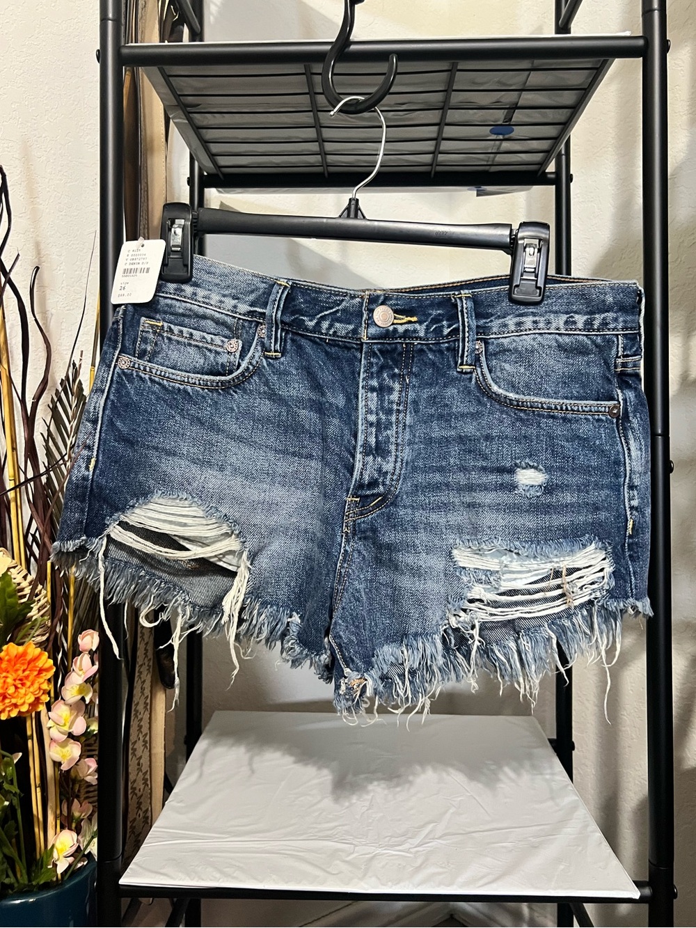 NWT We The Free Distressed Dark Blue Denim Cutoff Shorts